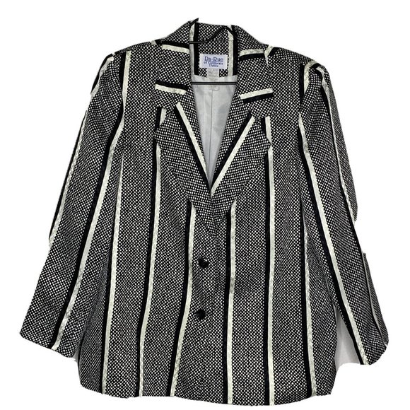Da-Rue of California Jackets & Blazers - DA-Rue of Calif Petite Blazer Jacket Womans 12P Black & White Partnered Vtg 80s